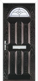 4 Panel 1 Arch Crystal Harmony Composite Front Door in Black Brown