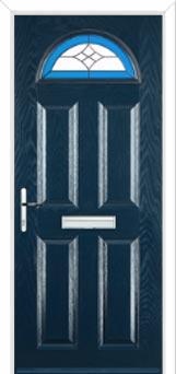 4 Panel 1 Arch Crystal Harmony Composite Front Door in Dark Blue