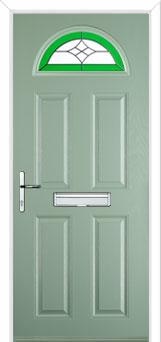 4 Panel 1 Arch Crystal Harmony Composite Front Door in Chartwell Green