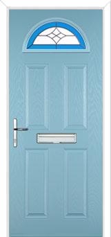 4 Panel 1 Arch Crystal Harmony Composite Front Door in Duck Egg Blue