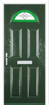 4 Panel 1 Arch Crystal Harmony Composite Front Door in Green