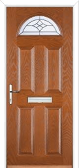 4 Panel 1 Arch Crystal Harmony Composite Front Door in Oak