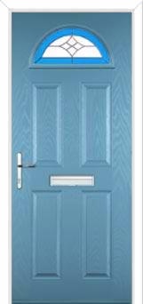 4 Panel 1 Arch Crystal Harmony Composite Front Door in Pastel Blue