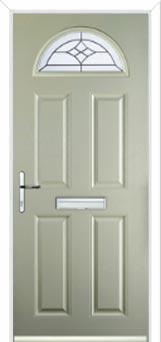 4 Panel 1 Arch Crystal Harmony Composite Front Door in Pebble Grey