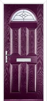 4 Panel 1 Arch Crystal Harmony Composite Front Door in Purple Violet