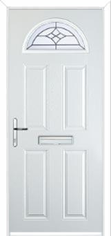 4 Panel 1 Arch Crystal Harmony Composite Front Door in White