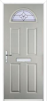 4 Panel 1 Arch Zinc/Brass Art Clarity Composite Front Door in Agate Grey