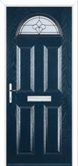 4 Panel 1 Arch Zinc/Brass Art Clarity Composite Front Door in Dark Blue