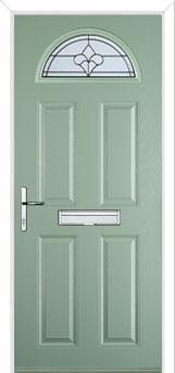 4 Panel 1 Arch Zinc/Brass Art Clarity Composite Front Door in Chartwell Green