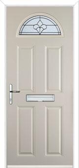 4 Panel 1 Arch Zinc/Brass Art Clarity Composite Front Door in Cream