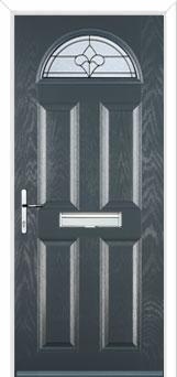 4 Panel 1 Arch Zinc/Brass Art Clarity Composite Front Door in Anthracite Grey