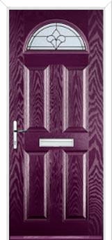 4 Panel 1 Arch Zinc/Brass Art Clarity Composite Front Door in Purple Violet