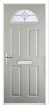 4 Panel 1 Arch Crystal Tulip Composite Front Door in Agate Grey