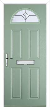 4 Panel 1 Arch Crystal Tulip Composite Front Door in Chartwell Green