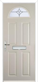 4 Panel 1 Arch Crystal Tulip Composite Front Door in Cream