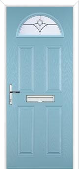 4 Panel 1 Arch Crystal Tulip Composite Front Door in Duck Egg Blue