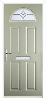 4 Panel 1 Arch Crystal Tulip Composite Front Door in Pebble Grey