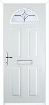 4 Panel 1 Arch Crystal Tulip Composite Front Door in White