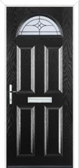 4 Panel 1 Arch Elegance Composite Front Door in Black