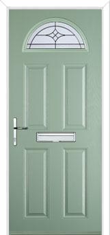 4 Panel 1 Arch Elegance Composite Front Door in Chartwell Green