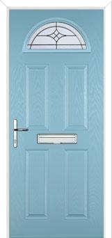 4 Panel 1 Arch Elegance Composite Front Door in Duck Egg Blue