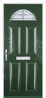 4 Panel 1 Arch Elegance Composite Front Door in Green