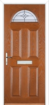 4 Panel 1 Arch Elegance Composite Front Door in Oak