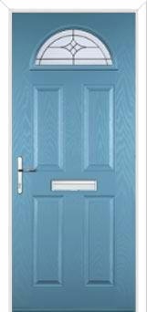 4 Panel 1 Arch Elegance Composite Front Door in Pastel Blue
