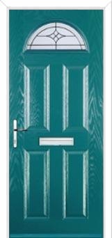 4 Panel 1 Arch Elegance Composite Front Door in Turquoise Blue