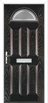 4 Panel 1 Arch Enfield Composite Front Door in Black Brown
