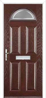 4 Panel 1 Arch Enfield Composite Front Door in Darkwood