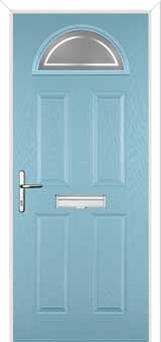 4 Panel 1 Arch Enfield Composite Front Door in Duck Egg Blue