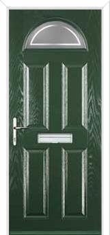 4 Panel 1 Arch Enfield Composite Front Door in Green