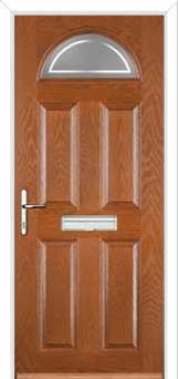 4 Panel 1 Arch Enfield Composite Front Door in Oak