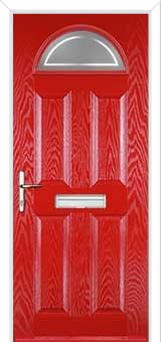 4 Panel 1 Arch Enfield Composite Front Door in Poppy Red