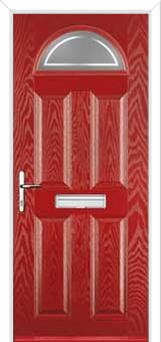 4 Panel 1 Arch Enfield Composite Front Door in Red