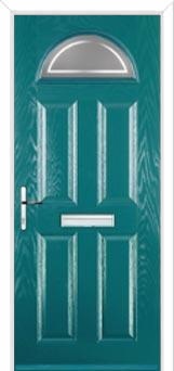 4 Panel 1 Arch Enfield Composite Front Door in Turquoise Blue