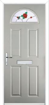 4 Panel 1 Arch English Rose Composite Front Door in Agate Grey