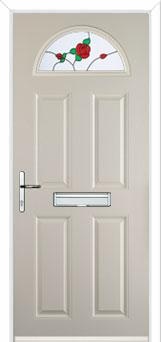 4 Panel 1 Arch English Rose Composite Front Door in Cream