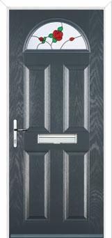 4 Panel 1 Arch English Rose Composite Front Door in Anthracite Grey