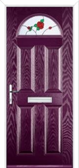 4 Panel 1 Arch English Rose Composite Front Door in Purple Violet