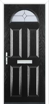 4 Panel 1 Arch Flair Composite Front Door in Black