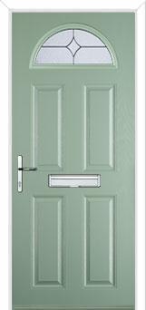 4 Panel 1 Arch Flair Composite Front Door in Chartwell Green