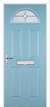 4 Panel 1 Arch Flair Composite Front Door in Duck Egg Blue