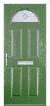4 Panel 1 Arch Flair Composite Front Door in Fern Green