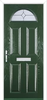 4 Panel 1 Arch Flair Composite Front Door in Green