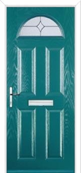 4 Panel 1 Arch Flair Composite Front Door in Turquoise Blue