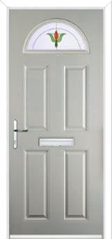 4 Panel 1 Arch Fleur Composite Front Door in Agate Grey