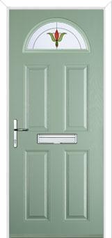 4 Panel 1 Arch Fleur Composite Front Door in Chartwell Green