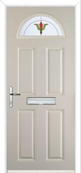 4 Panel 1 Arch Fleur Composite Front Door in Cream